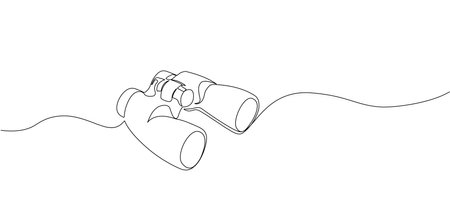 Continuous single one line of binoculars. Vector illustrationのイラスト素材