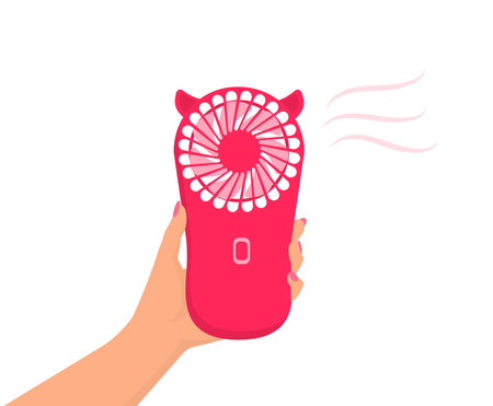 Pink Electric Fan Vector illustration in cartoon styleのイラスト素材