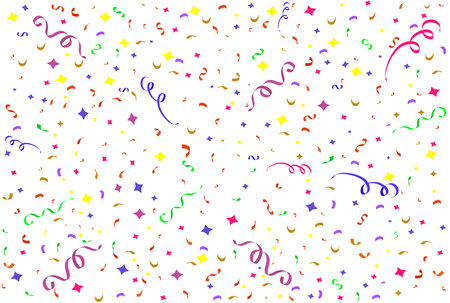 Confetti background with colorful serpentine ribbons.Vector illustrationのイラスト素材