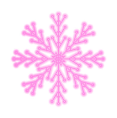 Outline neon pink snowflake .Retro neon Winter.Beautiful Christmas decoration Vector Illustration.のイラスト素材