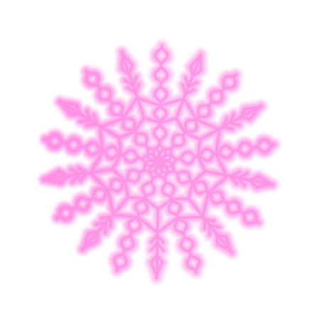 Outline neon pink snowflake .Retro neon Winter.Beautiful Christmas decoration Vector Illustration.のイラスト素材