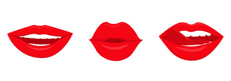 Set Icon of the lips. Vector illustration.のイラスト素材