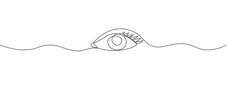 Linear minimalistic eye drawing. One continuous editable single line female eye line. Concept of the look. Vector illustration.のイラスト素材
