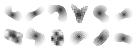 Set of halftone dot shapes. Gradient dot texture for design. Vector trendy dot effects using...