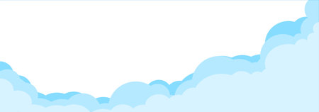 Template border with clouds. Shapes of white semicircular clouds. Simple paper cutout design. Vector illustrationのイラスト素材