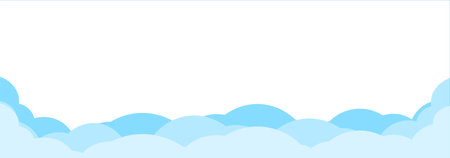Border with blue clouds. Shapes of white clouds. Simple cartoon design. Vector illustration for web designのイラスト素材