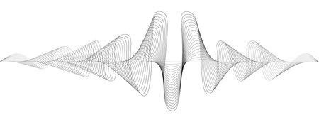 Abstract undulating lines of sound wave . Dynamic pulsating wave Music concept, digital music frequency symbols. Vector illustration.のイラスト素材
