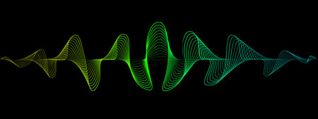 Abstract gradient wavy lines of the sound wave. Dynamic pulsating wave. Musical neon concept,...