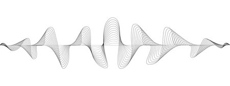 Abstract wavy lines of the sound wave. Dynamic pulsating wave. Musical concept, symbols of the frequency of digital music. Vector illustrationのイラスト素材