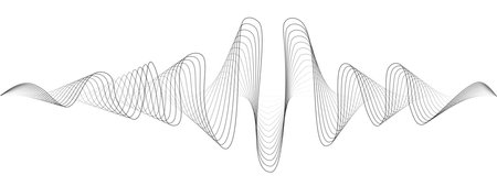Abstract wavy dots lines of the sound wave. Dynamic pulsating wave. Musical concept, symbols of the frequency of digital music. Vector illustrationのイラスト素材