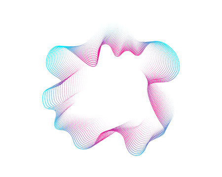 Set of multicolored neon sound dots waves. Sound curve, radio frequency spectrum lines . Color spectrum for music poster and banner. Vector illustration.のイラスト素材