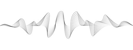 Abstract undulating dots lines of sound wave. Dynamic pulsating wave Music concept, digital music frequency symbols. Vector.のイラスト素材