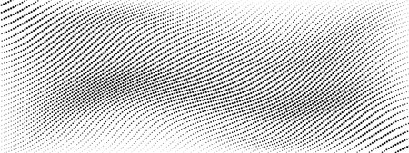 Abstract dotted background of curving wavy lines. Deformed horizontal gray stripes. Dynamic composition of linear dot figure. Vector texture of simple linesのイラスト素材