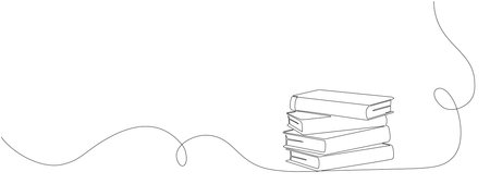 Drawing of a stack of books in one continuous line. Symbol of education, reading and writing in one line style . Vector editable illustrationのイラスト素材