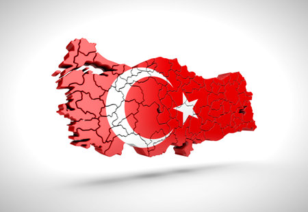 Map of Turkish on a grey background. 3d rendering.の写真素材