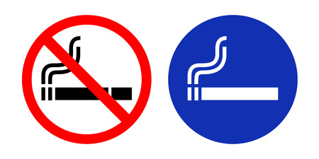 No Smoking sign and Smoking area. Vector illustration.のイラスト素材