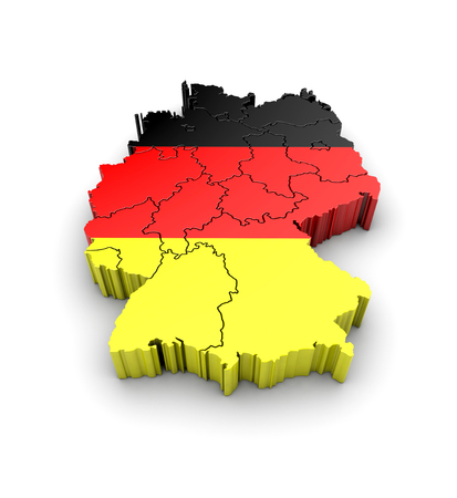 Germany map with flag and shadow on white background. 3D rendering.の写真素材