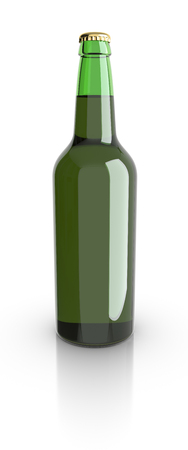 Glass beer bottles on a white background. 3D rendering.の写真素材