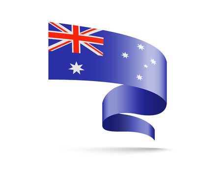 Illustration for Winding Flag of Australia. Vector illustration on white. - Royalty Free Image