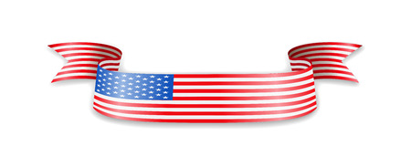 Flag of USA in the form of wave ribbon. Vector illustration.のイラスト素材