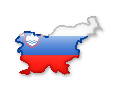 Slovenia flag and outline of the country on a white background.のイラスト素材
