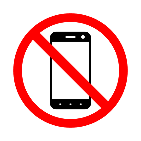 Prohibiting the use of a mobile phone Vector sign illustration on a white background.のイラスト素材