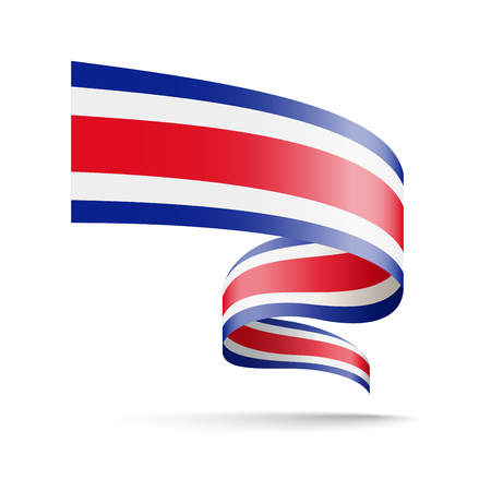 Costa Rica flag in the form of wave ribbon. Vector illustration on white background.のイラスト素材