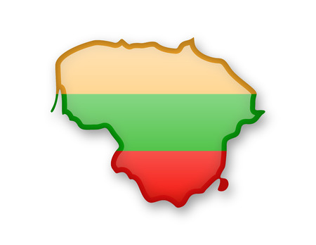Lithuania flag and outline of the country on a white background.のイラスト素材