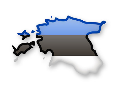 Estonia flag and outline of the country on a white background.のイラスト素材
