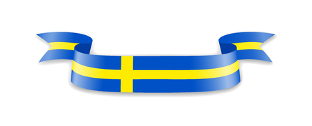 Sweden flag in the form of wave ribbon. Vector illustration.のイラスト素材