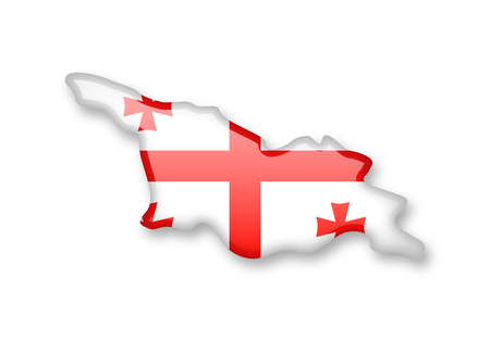 Georgia flag and outline of the country on a white background.のイラスト素材