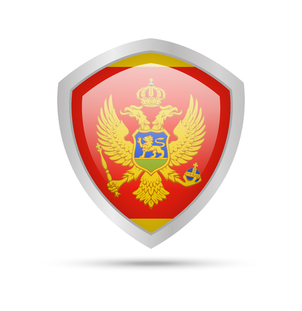 Shield with Montenegro flag on white background. Vector illustration.の写真素材