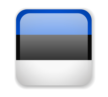 Estonia Flag. Bright Square Icon. Vector Illustrationのイラスト素材