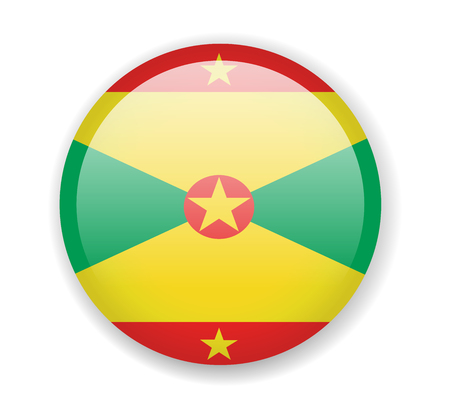 Grenada flag. Round bright Icon. Vector Illustrationのイラスト素材