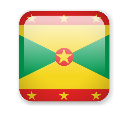 Grenada Flag. Square bright Icon. Vector Illustrationのイラスト素材