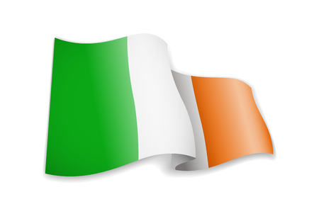 Waving Ireland flag on white background. Vector illustrationのイラスト素材