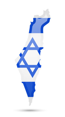 Israel flag and outline of the country on a white background. Vector illustration.のイラスト素材