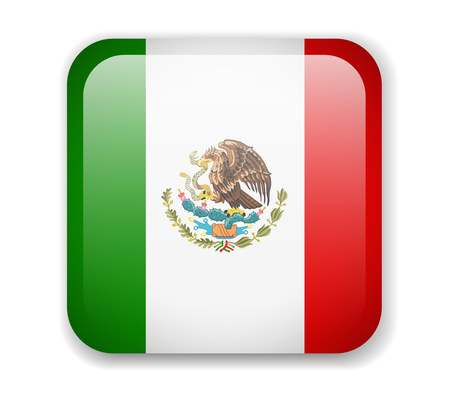 Mexico flag bright square icon vector Illustrationのイラスト素材