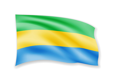 Waving Gabon flag on white. Flag in the wind vector illustration.のイラスト素材