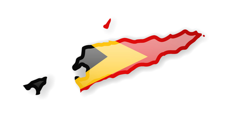 East Timor flag and outline of the country on a white background. Vector illustration.のイラスト素材