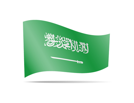 Waving Saudi Arabia flag in the wind. Flag on white background vector illustrationのイラスト素材