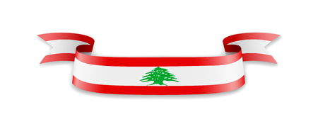 Lebanon flag in the form of wave ribbon. Vector illustration.のイラスト素材