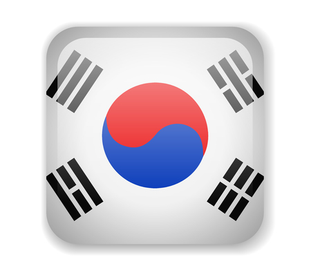 South Korea flag bright square icon. Vector Illustrationのイラスト素材