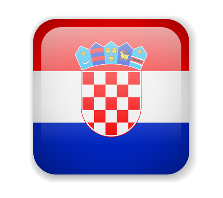 Croatia flag bright square icon. Vector Illustrationのイラスト素材