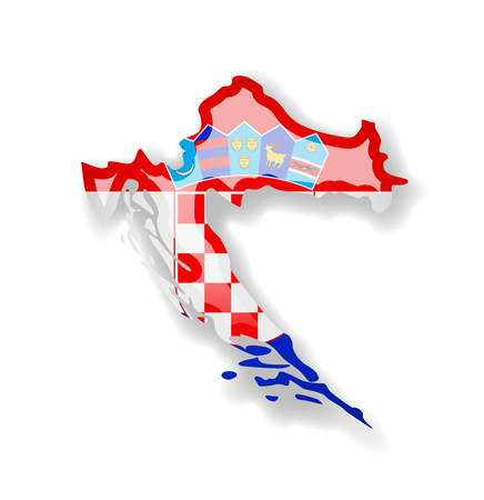 Croatia flag and outline of the country on a white background. Vector illustration.のイラスト素材
