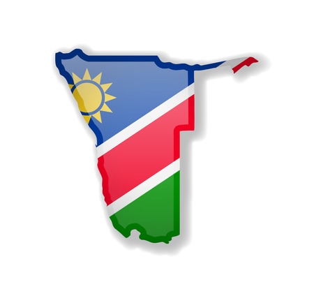 Namibia flag and outline of the country on a white background. Vector illustration.のイラスト素材