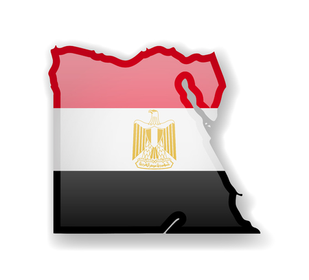 Egypt flag and outline of the country on a white background. Vector illustration.のイラスト素材