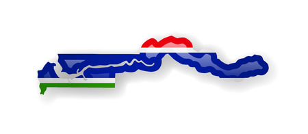Gambia flag and outline of the country on a white background. Vector illustration.のイラスト素材