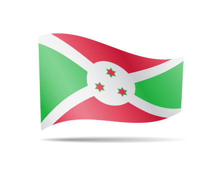 Waving Burundi flag in the wind. Flag on white background vector illustrationのイラスト素材