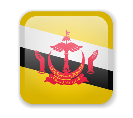 Brunei flag bright square icon. Vector Illustrationのイラスト素材